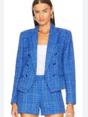L’Agence Brooke Blue Tweed Blazer